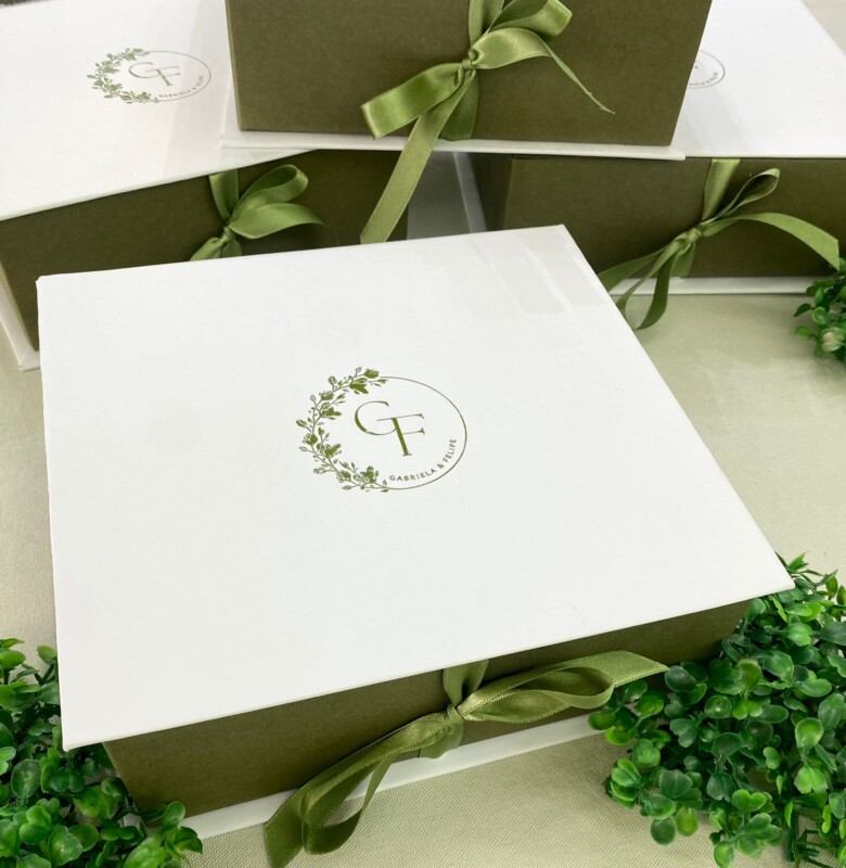 Caixa – off white e verde oliva - Prisma Convites